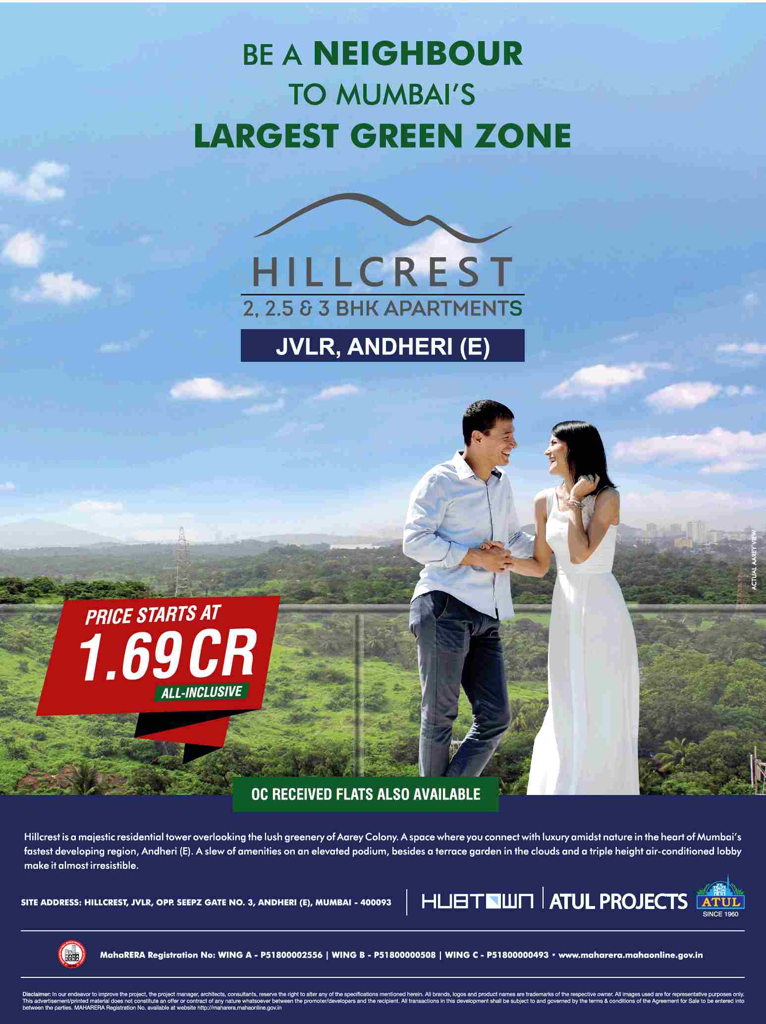 Book elegant home with exceptional connectivity all around the city at Hubtown Hillcrest in Mumbai